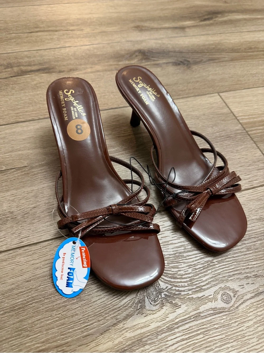 Angels Brown Bow-Strap Slide Sandals